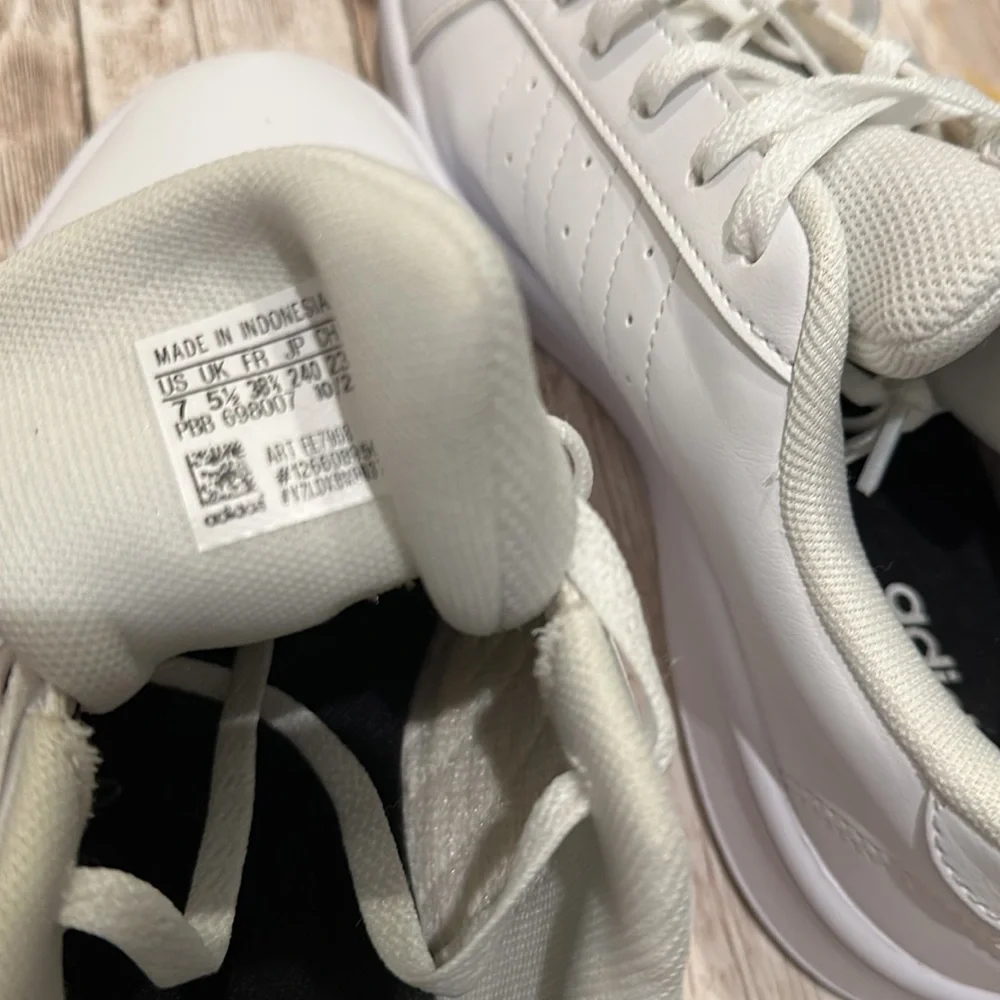 adidas White Sneakers with Black Stripes - Women's Low-Top